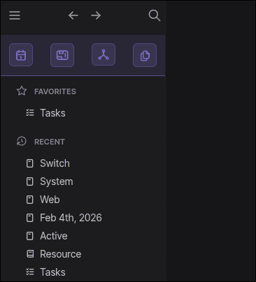 Pretty Logseq compact sidebar with icon-only navigation