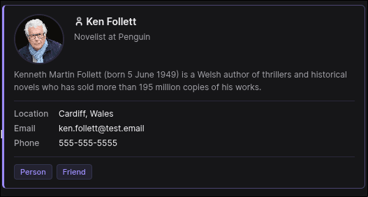 Context-aware popover for person pages